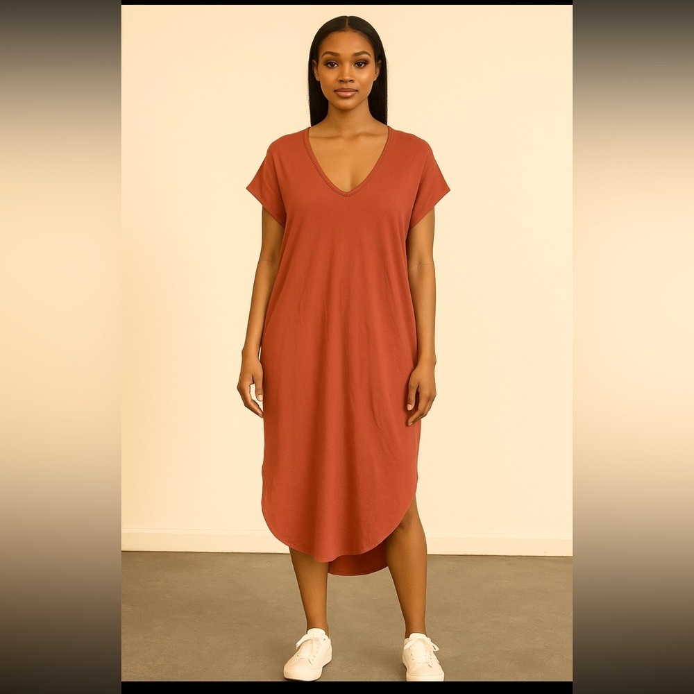 Free People Beach Dress With Pockets Womens Size Small Short Sleeve Burnt Orange - Picture 1 of 10